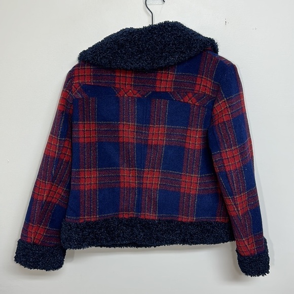 Sundance Greta Wool Blend Plaid Faux Fur Coat PM NWT - Picture 3 of 6